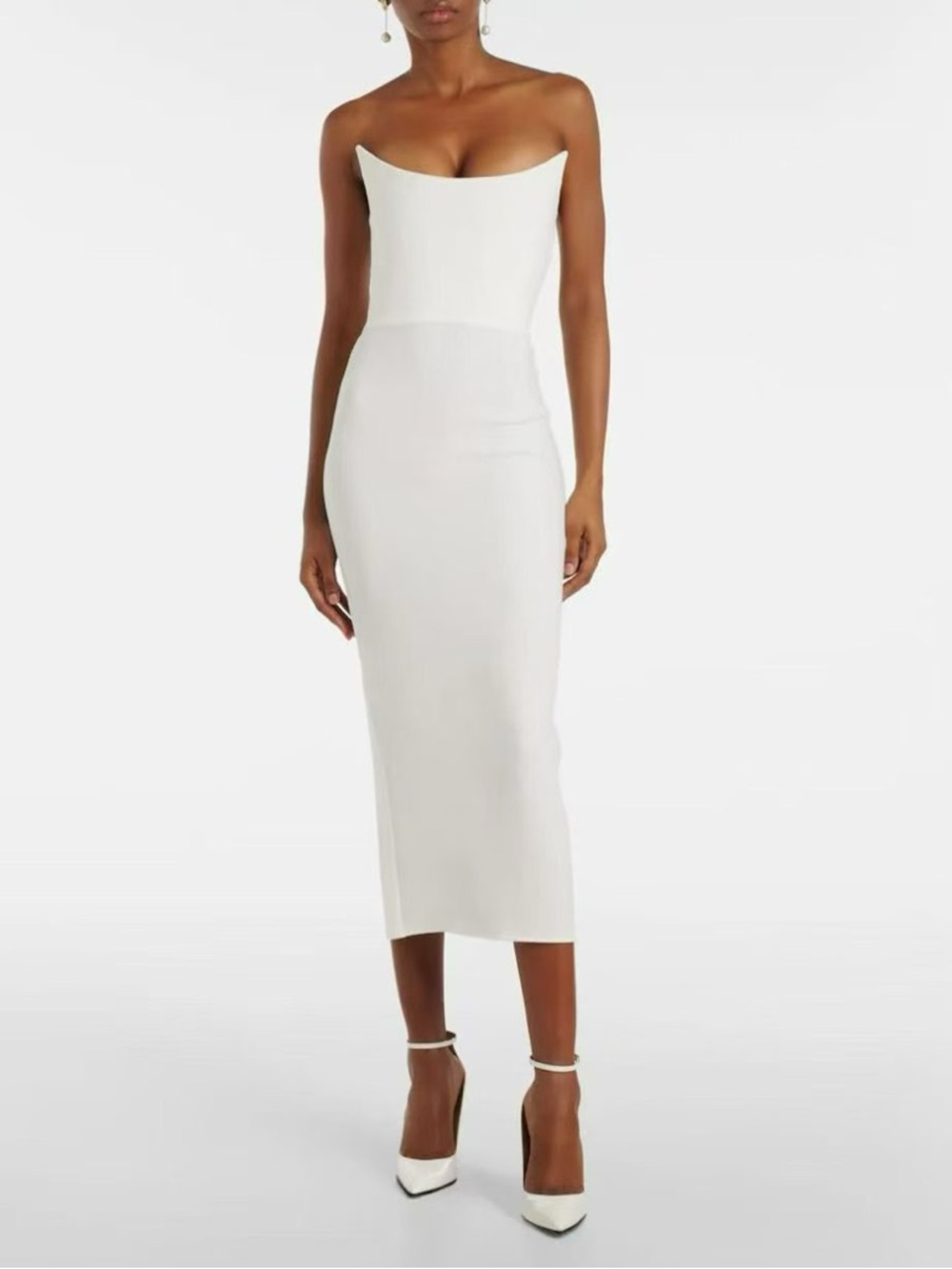 NWOT Alex Perry White Strapless Midi Dress, Size US 2/4/6